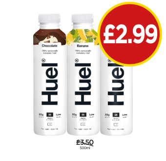 Huel Chocolate, Banana, Iced Coffee Caramel - Now Only £2.99 at Budgens