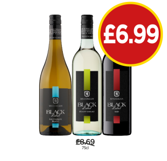 McGuigan Black Label Sauvignon Blanc, Pinot Grigio, Red - Now Only £6.99 at Budgens