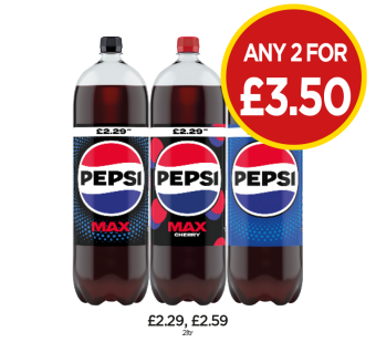 Pepsi, Max, Cherry - Any 2 for £3.50 at Budgens