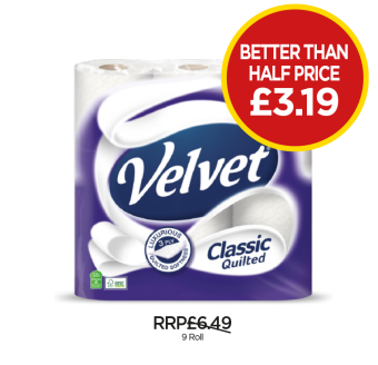 Velvet Classic Quilted - Now Better Than Half Price Only £3.19 at Budgens