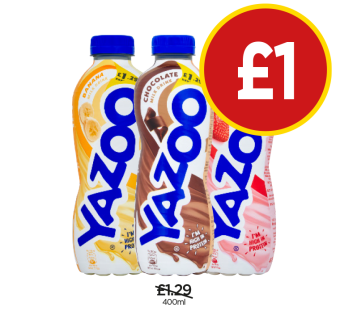 Yazoo Banana, Chocolate, Strawberry - Now Only £1 at Budgens