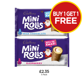 Cadbury Mini Rolls Milk Chocolate, Raspberry - Buy 1 Get 1 FREE at Budgens