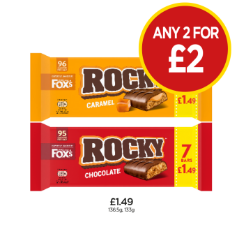 Fox's Rocky Chocolate, Caramel - Any 2 for £2 at Budgens