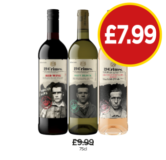 19 Crimes Red Wine, Sauv Block, Revolutionary Rosé - Now Only £7.99 each at Budgens