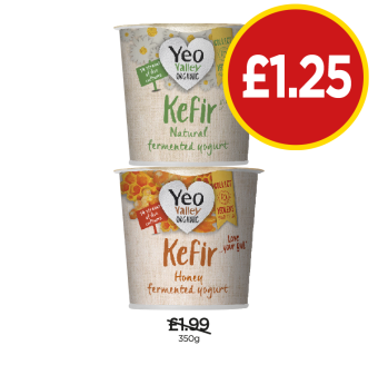 Yeo Valley Kefir Natural, Honey - Now Only £1.25 each at Budgens