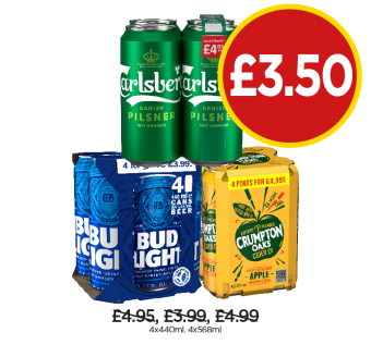 Carlsberg Pilsner, Bud Light, Crumpton Oaks - Now Only £3.50 at Budgens