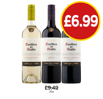 Casillero Del Diablo Sauvignon Blanc, Merlot, Cabernet Sauvignon - Now Only £6.99 at Budgens