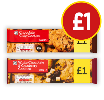 Chocolate Chip Cookies, White Chocolate & Cranberry - Now Only £11 at Budgens