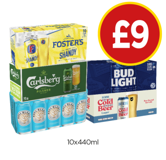 Foster's Shandy, Carlsberg, Bud Light, Rosa Blanca, Brewdog Cold Beer - Now Only £9 at Budgens