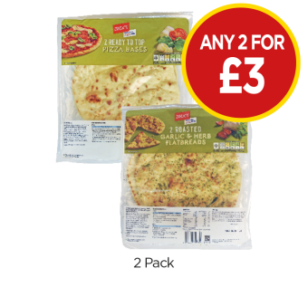 Jack's Pizza Bases, Garlic & Roasted Flatbreads - Any 2 for £3 at Budgens