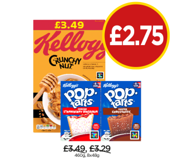 Kellogg's Crunchy Nut, Pop Tarts Strawberry Sensation, Frosted Chocotastic - Now Only £2.75 at Budgens