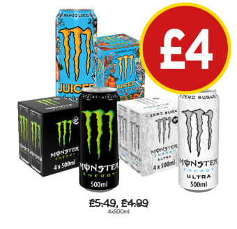 Monster Energy Original, Ultra, Juiced Mango - Now Only £4 at Budgens