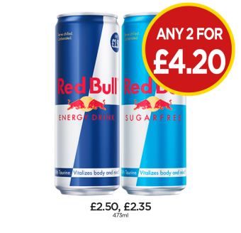 Red Bull, Sugarfree - Any 2 for £4.20 at Budgens