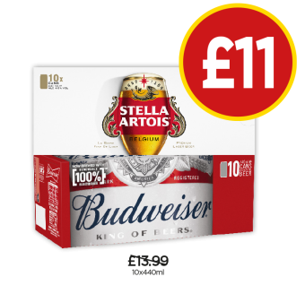 Stella Artois, Budweiser - Now Only £11 at Budgens