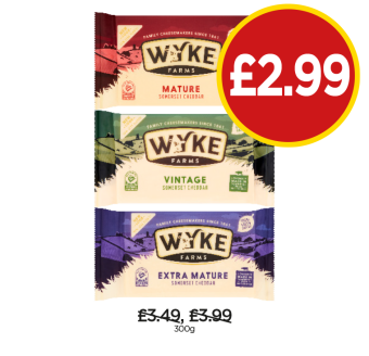 Wyke Farms Cheddar Mature, Vintage, Extra Mature - Now Only £2.99 at Budgens