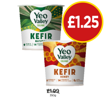 Yeo Valley Organic Kefir Natural, Honey - Now Only £1.25 at Budgens